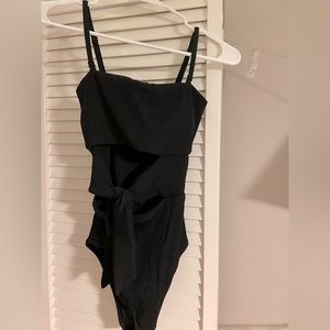 aerie one piece cut out swimsuit size small black
